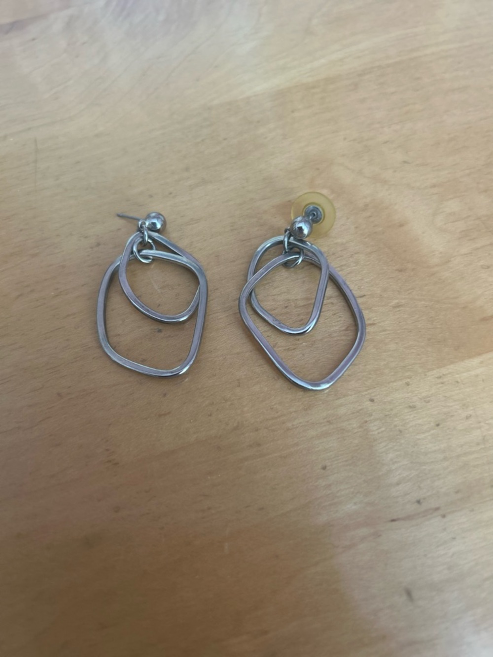 Vintage Silver Layered Geometric Drop Earrings - Women Jewelry